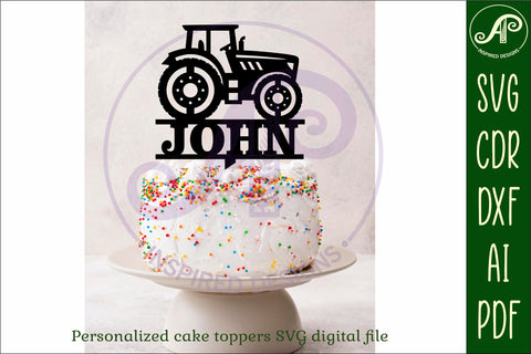 Personalized Tractor cake topper SVG laser cut SVG APInspireddesigns 