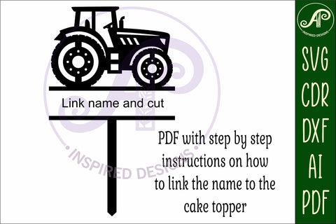Personalized Tractor cake topper SVG laser cut SVG APInspireddesigns 