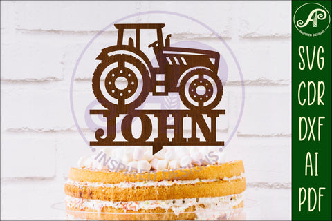 Personalized Tractor cake topper SVG laser cut SVG APInspireddesigns 