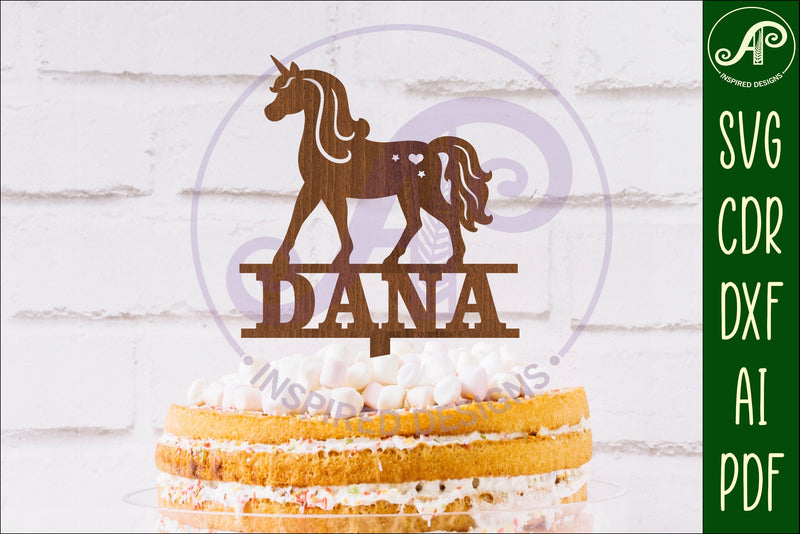 Personalized Unicorn design 2 cake topper SVG laser cut SVG APInspireddesigns 