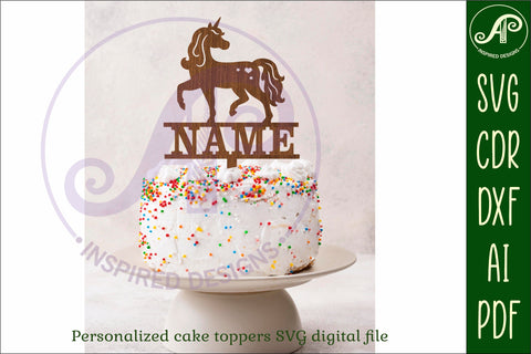 Personalized Unicorn design 3 cake topper SVG laser cut SVG APInspireddesigns 