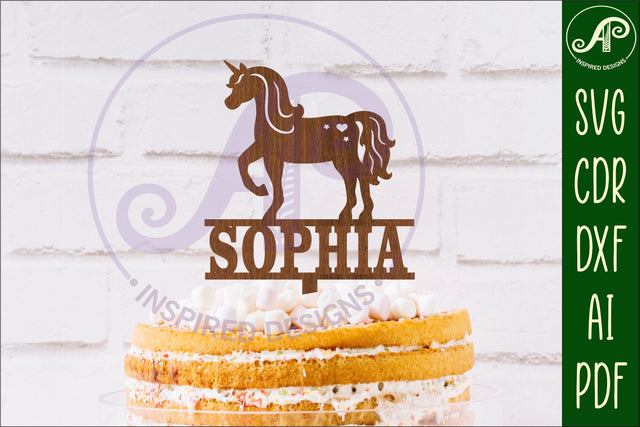 Personalized Unicorn design 3 cake topper SVG laser cut SVG APInspireddesigns 