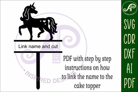 Personalized Unicorn design 3 cake topper SVG laser cut SVG APInspireddesigns 