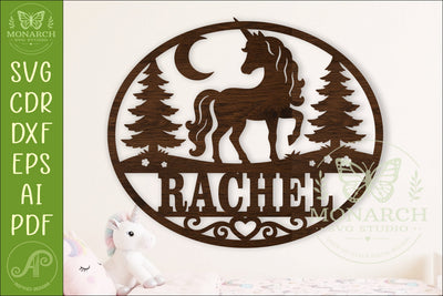 Personalized Unicorn Name Sign SVG, Fantasy Nursery Decor SVG APInspireddesigns 