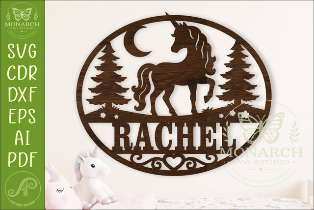 Personalized Unicorn Name Sign SVG, Fantasy Nursery Decor SVG APInspireddesigns 