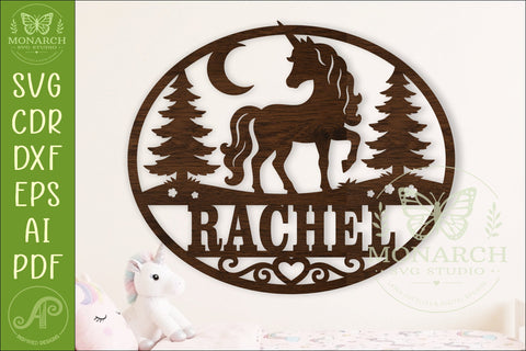 Personalized Unicorn Name Sign SVG, Fantasy Nursery Decor SVG APInspireddesigns 