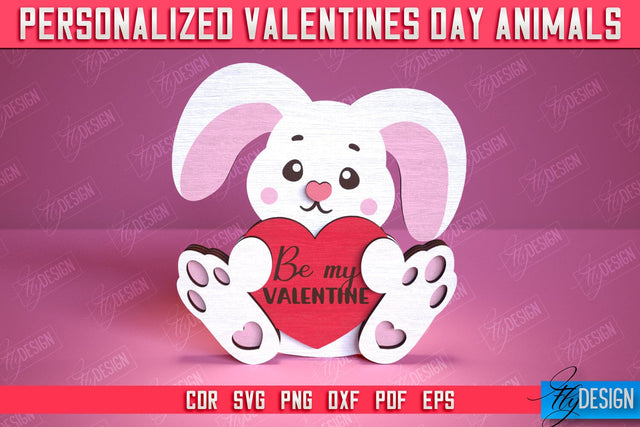 Personalized Valentine’s Day Bunny | Romantic Gift | Animals Shape | CNC File SVG Fly Design 