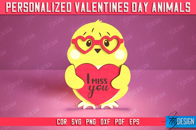 Personalized Valentine’s Day Chick | Romantic Gift | Animals Shape | CNC File SVG Fly Design 
