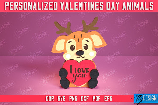 Personalized Valentine’s Day Deer | Romantic Gift | Animals Shape | CNC File SVG Fly Design 