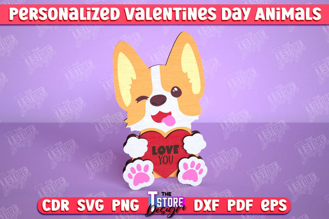 Personalized Valentine’s Day Dog | Romantic Gift | Animals Shape | CNC File SVG The T Store Design 