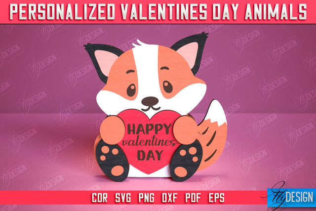 Personalized Valentine’s Day Fox | Romantic Gift | Animals Shape | CNC File SVG Fly Design 