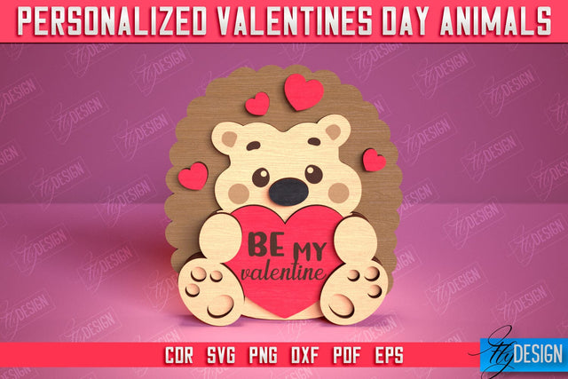 Personalized Valentine’s Day Hedgehog | Romantic Gift | Animals Shape | CNC File SVG Fly Design 