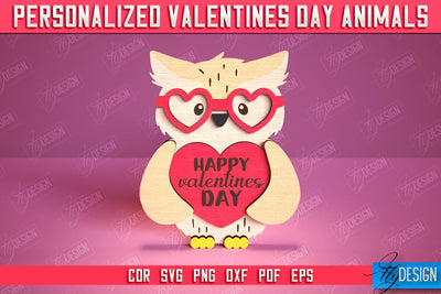 Personalized Valentine’s Day Owl | Romantic Gift | Animals Shape | CNC File SVG Fly Design 