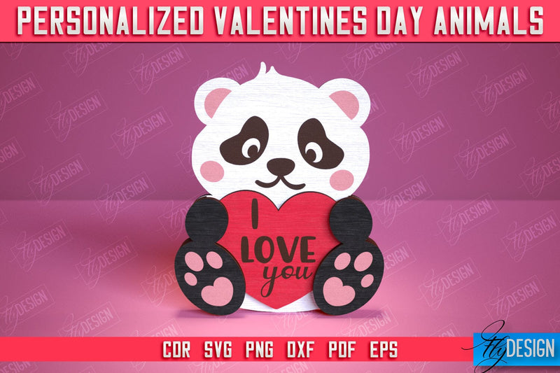 Personalized Valentine’s Day Panda | Romantic Gift | Animals Shape | CNC File SVG Fly Design 