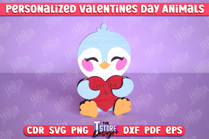 Personalized Valentine’s Day Penguin | Romantic Gift | Animals Shape | CNC File SVG The T Store Design 