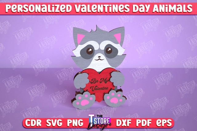 Personalized Valentine’s Day Raccoon | Romantic Gift | Animals Shape | CNC File SVG The T Store Design 