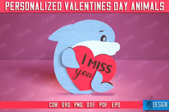 Personalized Valentine’s Day Shark | Romantic Gift | Animals Shape | CNC File SVG Fly Design 