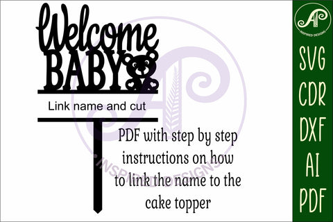 Personalized welcome baby cake topper SVG laser cut SVG APInspireddesigns 
