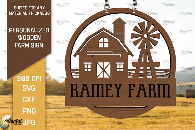 Personalized Wooden Farm Sign Laser Cut. Farmhouse Sign SVG SVG Evgenyia Guschina 