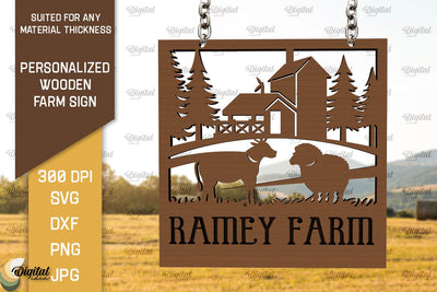 Personalized Wooden Farm Sign Laser Cut. Farmhouse Sign SVG SVG Evgenyia Guschina 