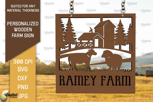 Personalized Wooden Farm Sign Laser Cut. Farmhouse Sign SVG SVG Evgenyia Guschina 
