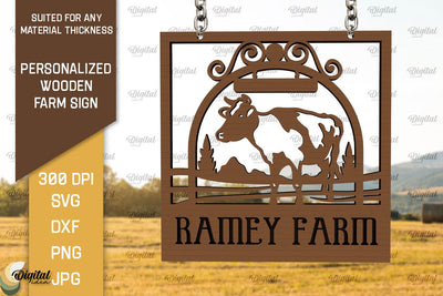 Personalized Wooden Farm Sign Laser Cut. Farmhouse Sign SVG SVG Evgenyia Guschina 