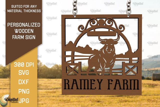 Personalized Wooden Farm Sign Laser Cut. Farmhouse Sign SVG SVG Evgenyia Guschina 