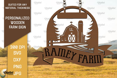 Personalized Wooden Farm Sign Laser Cut. Farmhouse Sign SVG SVG Evgenyia Guschina 