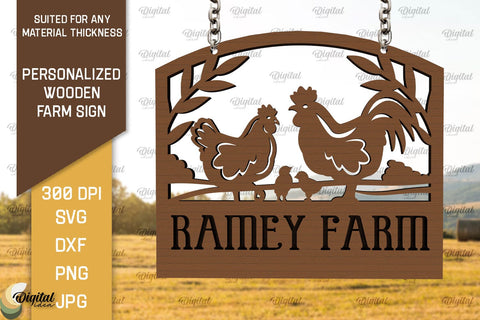 Personalized Wooden Farm Sign Laser Cut. Farmhouse Sign SVG SVG Evgenyia Guschina 
