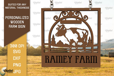 Personalized Wooden Farm Signs Laser Cut Bundle SVG Evgenyia Guschina 