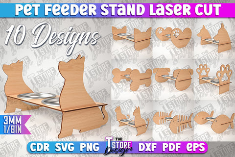 Pet Bowls Stand SVG | Pet Feeder Stand Laser Cutting Files | CNC Files SVG The T Store Design 