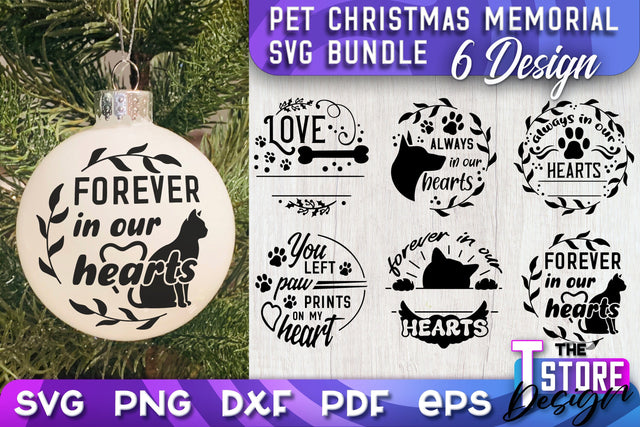 Pet Christmas Memorial Bundle | Christmas Ornament | Paw Print | Christmas Tree Toy | CNC Files SVG The T Store Design 
