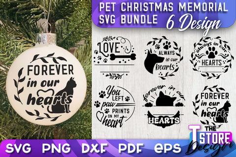 Pet Christmas Memorial Bundle | Christmas Ornament | Paw Print | Christmas Tree Toy | CNC Files SVG The T Store Design 