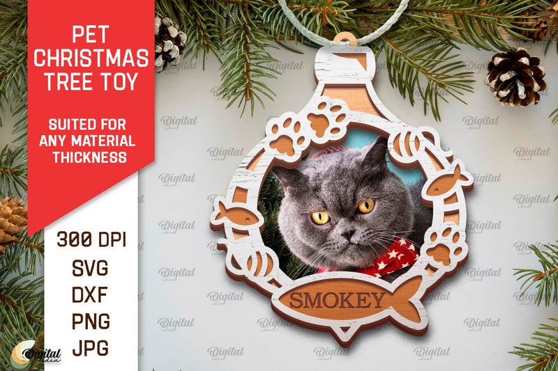 Pet Christmas Ornament Laser Cut. Pet Tree Toy SVG Design SVG Evgenyia Guschina 