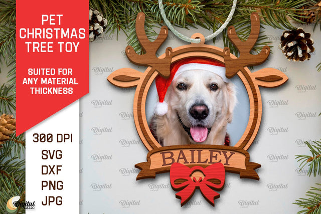 Pet Christmas Ornament Laser Cut. Pet Tree Toy SVG Design SVG Evgenyia Guschina 
