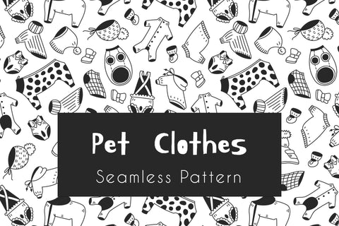 Pet Clothes Doodle Seamless Pattern JPG PNG EPS Digital Pattern Rin Green 