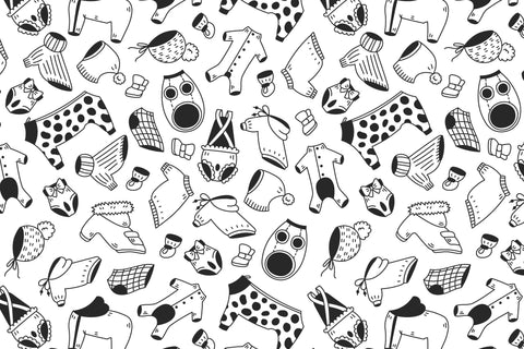 Pet Clothes Doodle Seamless Pattern JPG PNG EPS Digital Pattern Rin Green 