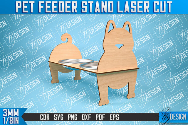Pet Feeder Stand Laser Cut | Pet Design | CNC File SVG Fly Design 