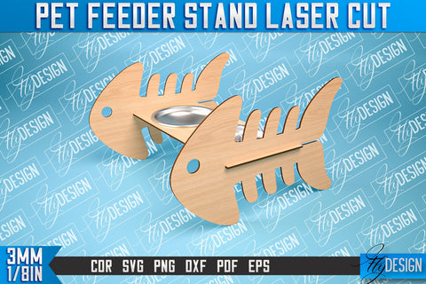 Pet Feeder Stand Laser Cut | Pet Design | CNC File SVG Fly Design 