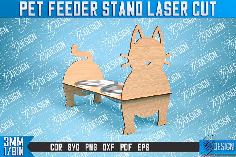Pet Feeder Stand Laser Cut | Pet Design | CNC File SVG Fly Design 