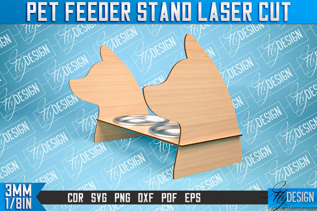 Pet Feeder Stand Laser Cut | Pet Design | CNC File SVG Fly Design 