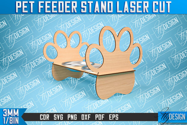 Pet Feeder Stand Laser Cut | Pet Design | CNC File SVG Fly Design 