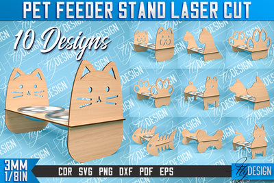 Pet Feeder Stand Laser Cut | Pet Design | CNC File SVG Fly Design 