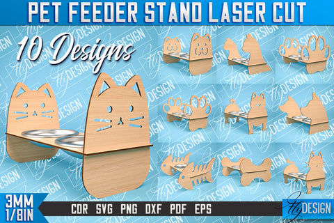 Pet Feeder Stand Laser Cut | Pet Design | CNC File SVG Fly Design 