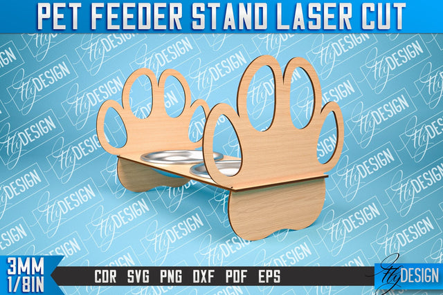 Pet Feeder Stand Laser Cut | Pet Design | CNC File SVG Fly Design 
