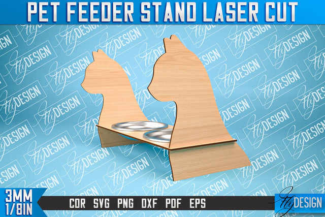 Pet Feeder Stand Laser Cut | Pet Design | CNC File SVG Fly Design 