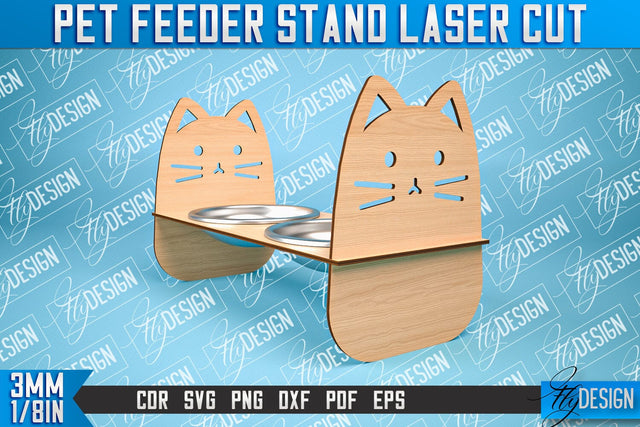 Pet Feeder Stand Laser Cut | Pet Design | CNC File SVG Fly Design 