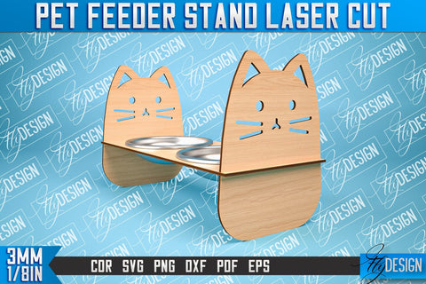 Pet Feeder Stand Laser Cut | Pet Design | CNC File SVG Fly Design 