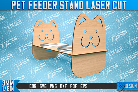 Pet Feeder Stand Laser Cut | Pet Design | CNC File SVG Fly Design 
