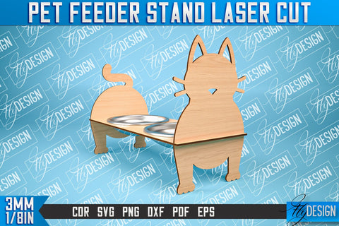 Pet Feeder Stand Laser Cut | Pet Design | CNC File SVG Fly Design 